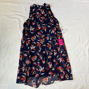Signature by Robbie Bee Navy Red Floral Halter Dress Size 6 Summer